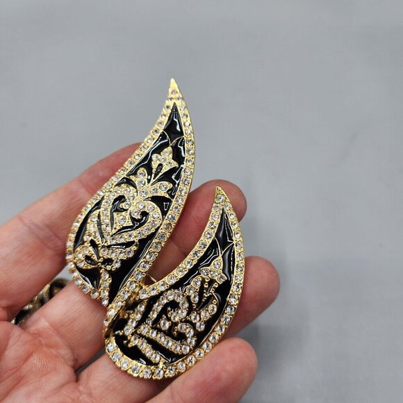 Butler Jewelry Crystal Leaf Brooch Earrings + Elephant Pin Vtg Costume Set - Picture 4 of 13